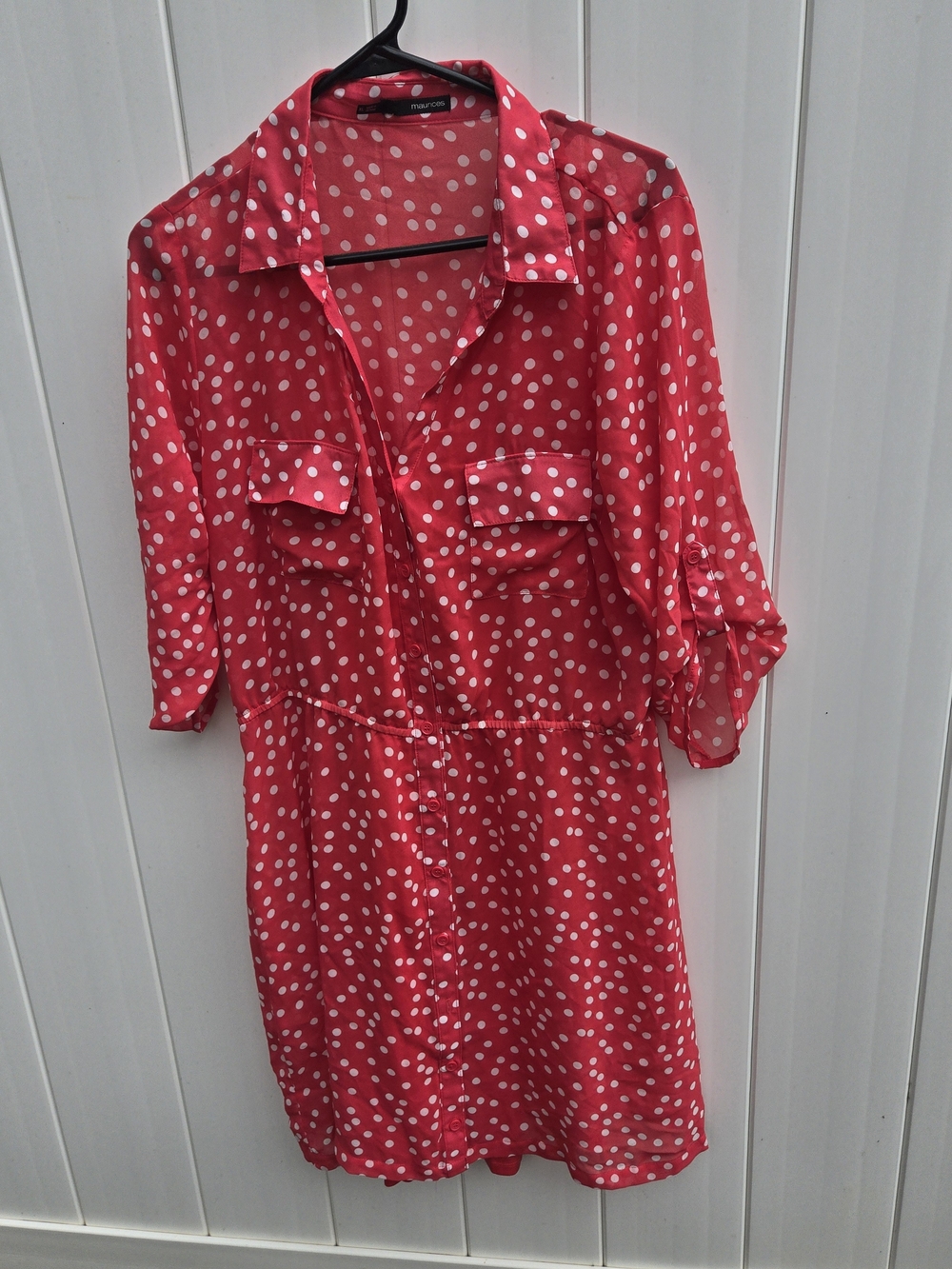 Maurices Red Polka Dot Shirt Dress